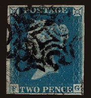 Lot # 199 GREAT BRITAIN: 1840 2d Blue Plate 2,  F -G - Used Stamps