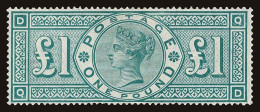 Lot # 230 GREAT BRITAIN: 1884, £1 Green, Never Hinged - Unused Stamps
