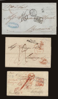 Lot # 253 GREAT BRITAIN: Stampless Covers To Europe; 1820's To 1860's (one 1801), 40 Folded Letters, - ...-1840 Prephilately