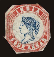 Lot # 256 INDIA: 1854 4a Red & Blue, Head Die II / Frame Die I , Unused Without Gum As Issued - 1854 East India Company Administration