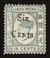 Lot # 267 LABUAN: North Borneo: 1893 Six Cents On 16c Gray - North Borneo (...-1963)
