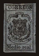 Lot # 292 DOMINICAN REPUBLIC: 1866-67, Pelure Paper ½r Black On Greyish Gray - Dominican Republic
