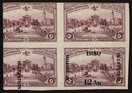 Lot # 322 IRAQ-MESOPOTAMIA: 1918-20, 12 A On 5 Pi Dull Violet BLOCK OF FOUR, Imperforate - Iraq