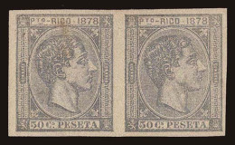Lot # 346 PUERTO RICO: 1878 50c Ultramarine IMPERFORATE Single - Puerto Rico