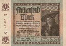 Allemagne République De Weimar Billet Bancaire De 5000 Marks Du 2 Décembre 1922 - 5000 Mark