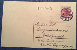 Delcampe - 1917 Zensur"Geprüft Überwachungsstelle Freiburg XIV Armeekorps"Postkarte Germania LÖRRACH>Schweiz (WW1 Censure Baden - Brieven En Documenten