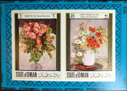 Delcampe - State Of Oman 1969 Flowers Paintings Imperf Minisheet MNH - Oman