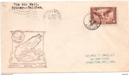 1935 - ENVELOPPE VIA AIR MAIL SYDNEY HALIFAX (CANADA) - POSTE AERIENNE / AVION / AVIATION - Luftpost