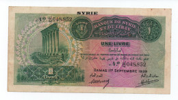 SYRIA LEBANON 1 LIVRE 1939 PICK 26 LOOK SCANS - Syrie