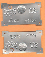 Ventennio Tassa Da 25 Lire 1936 Carri Agricoli Alluminio Targhe Tasse - Number Plates
