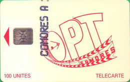 COMORES : OPT-0004B 100 Red OPT Logo (SC5 - Glossy) ( Batch: 44602) USED - Comoros