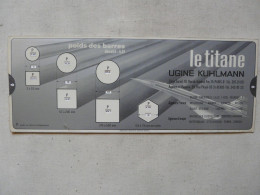REGLE A CALCUL : Le Titane - UGINE KUHLMANN - Tôles - Méplats - Fils - Poids Des Barres - Other Apparatus