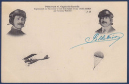 CPA Aviation Autographe Signature De Pelletier Pilote Aviateur + Parachutisme Gayat De Castella - Aviators & Astronauts