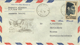 Polynesie Francaise French Polynesia Tahiti FFC Premier Vol Aerien Papeete Paris Air France 1/4/50 Envoyée à Noumea  BE - Briefe U. Dokumente