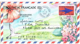 Polynesie Francaise French Polynesia Tahiti Entier Postal Stationery Aerogramme 9 Hibiscus Poisson Fish Cad Phil 1995 BE - Briefe U. Dokumente