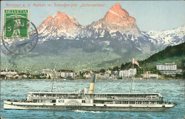 SWITZERLAND - BRUNNEN U.D. MYTHEN M. SALONDAMPFER UNTERWAIDEN - MAILED 1910 (18794) - Ingenbohl