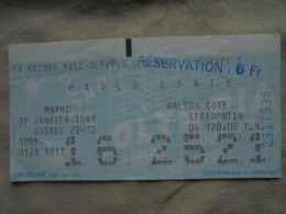 Ancien - Ticket De Concert Paolo Conte Olivier Gluzman 31/01/1989 120 Francs - Concert Tickets
