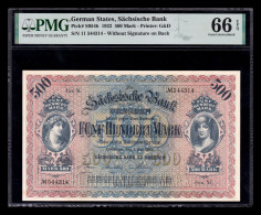 Alemania Germany Dresden 500 Mark 1922 Pick S954b PMG 66 EPQ Sc Unc - Non Classés