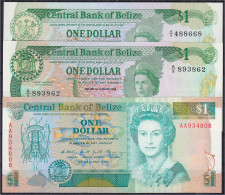 Delcampe - 3x 1 Dollar 1.7.1983, 1.1.1986 U. 1.5.1990. I. Pick 43, 46b. - Belize