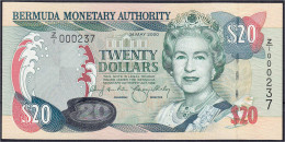 Delcampe - 20 Dollars 24.5.2000 Präfix Z/I, KN. 000237. I-, Selten. Pick 53. - Bermudas