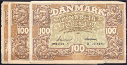 Delcampe - 3x 100 Kroner 1938, 1940, 1941. III. Pick 33. - Denmark
