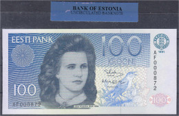 Delcampe - Eesti Bank, 100 Kronen 1991. In Original Folie Der Eesti Bank, Niedrige KN. I. Pick 74a. - Estonia