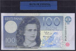 Delcampe - Eesti Bank, 100 Kronen 1994. In Original Folie Der Eesti Bank, Niedrige KN. I. Pick 79a. - Estonia
