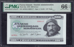 Delcampe - 500 Kroner 1978. PMG Grading 66 Gem Uncirculated EPQ. Pick 22a. - Faroe Islands