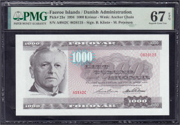 Delcampe - 1000 Kroner 1994. PMG Grading 67 Gem Uncirculated EPQ. Pick 23e. - Faroe Islands