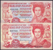 Delcampe - 2x 5 Pounds 14.6.1983 U. 14.6.2005. I / I- Pick 12, 17. - Falkland Islands