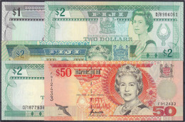 Delcampe - 5 Scheine Zu 1, 3x 2 U. 50 Dollars O.D. (1987-2002) I / I- Pick 86, 87, 89, 100, 104. - Fiji