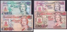 Delcampe - 4 Scheine Zu 5, 10, 20 U. 50 Pounds 1.7.1995. I. Pick 25, 26, 27, 28. - Gibilterra