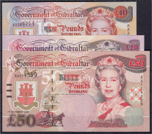Delcampe - 3 Scheine Zu 10, 20 U. 50 Pounds 1.12.2006. I. Pick 32, 33, 34. - Gibilterra