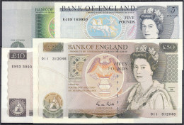 Delcampe - Bank Of England, 4 Scheine Zu 1, 5,10 Und 50 Pounds 1978-1991. I / I- Pick 377b, 378f, 379e, 381b. - Altri & Non Classificati
