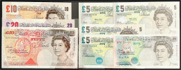 Delcampe - Bank Of England, 8 Scheine Zu 5x 5,10, 20 Und 50 Pounds (1990 - 2012). I / I- Pick 382, 388, 389, 390, 4x 391. - Altri & Non Classificati