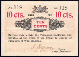 Delcampe - Ragama Ceylon (Sri Lanka), POW (Prisoner-of-War), 10 Cents O.D. (1901-1902). No. 118. III, äußerst Selten. Campbell. 481 - Altri & Non Classificati