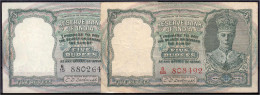 Delcampe - 2x 5 Rupien O.D. (1943). 1x Schwarze Und 1x Rote KN. II U. III. Pick 23a, 23b. - India