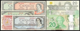 Delcampe - 8 Scheine Zu 2x 1, 2x 2, 5 U. 3x 20 Dollars 1954 - 2015. I / I- Pick 74, 75, 77, 84, 86, 97, 103, 111. - Canada