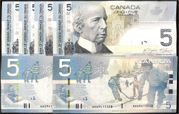 Delcampe - 6x 5 Dollar 2006/2009 Fortlaufende KN. I. Pick 101A. - Canada