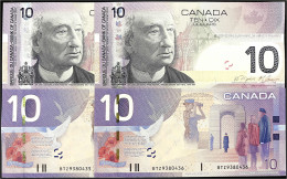 Delcampe - 4x 10 Dollar 2005/2008. Fortlaufende KN. I. Pick 102A. - Canada