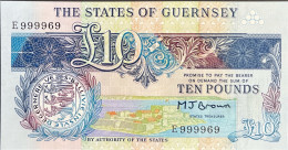 Guernsey 10 Pounds, P-54a (1992) - UNC - E999969 - Guernsey