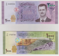 Syria Banknotes Set 1000 And 2000 Pounds Pick 116-117 - Syrie