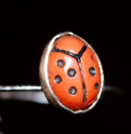 Charmante Bague Argent 800 Poinçonné (années 70) 17mm Int. "Coccinelle" Ladybug Ring - Bagues