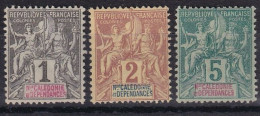 NOUVELLE-CALÉDONIE 1892 - MLH - YT 41, 42, 44 - Gebraucht