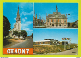 Delcampe - 02 CHAUNY Eglise Notre Dame Hôtel De Ville Auberge De Jeunesse VOIR DOS En 1979 - Chauny