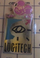 621 Pin's Pins / Beau Et Rare / INFORMATIQUE / PRODUITS LOGITECH SOURIS ROSE - Informatica