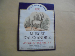 South African Wine Muscat D'Alexandrie Brede Rivier 1993 Illustration Antilope Afrique Du Sud Animaux Etiquette Vin - Südafrika