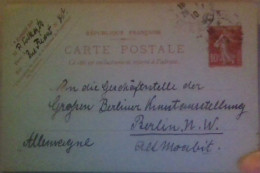 ! 1910 Frankreich Ganzsache Aus Paris An Die Große Berliner Kunstausstellung, LAS,  Autograph Poppe Folkerts, Maler - Schilders & Beeldhouwers
