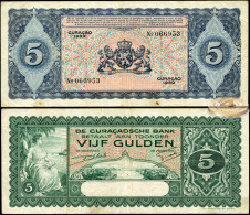 Curaçao. Banknote 5 Gulden. 1939. VF. Paper. Cat# P.22 - Autres & Non Classés