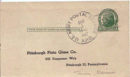 Mariana Islands U.S. 1c Green Jefferson Postal Card 1945 U.S. Army Postal Service, A.P.O. 247 Tinian, Mariana Islands To - Mariannes